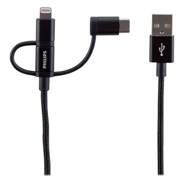 CABLE USB - USB-C /IPHONE /ANDROID 3IN1 DLC 2608B NEGRO