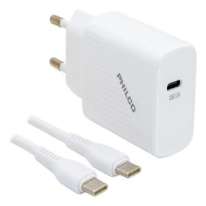 Cargador 220V 3.0 Usb-C C/Cable Usb-C Blanco Qc621 Cod-33959