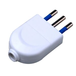 Enchufe Macho 2P+T 10A Volante Vertical Blanco Me-1002